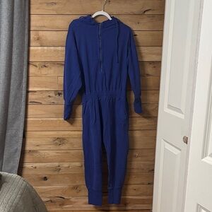 Free people blue sweat jumpsuit